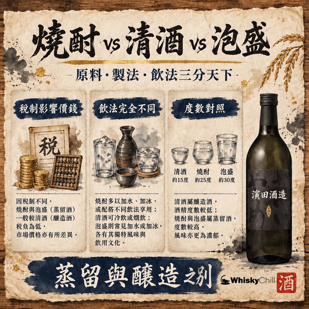 燒酎 vs 清酒 vs 泡盛｜原料、製法、度數、稅制一次分清（附 14 款香港參考價）｜三個重點