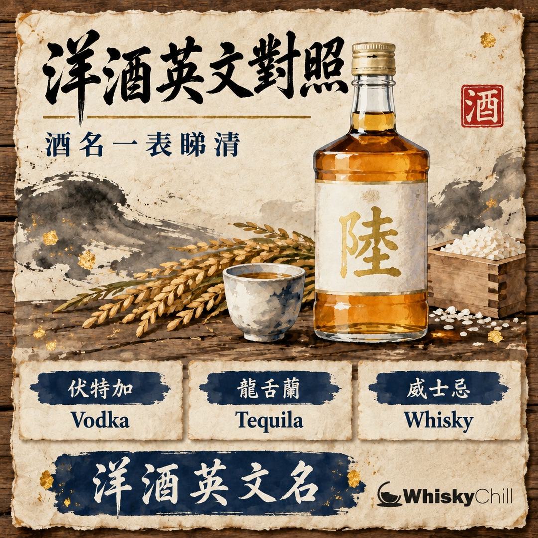 伏特加英文係 Vodka、白酒英文係 Baijiu？12 種洋酒英文對照表（附 Tequila 中文發音）｜主視覺圖解