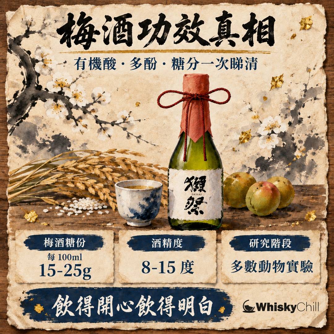 梅酒功效係咪真？有機酸、多酚與糖分嘅真相｜營養師角度睇日本梅酒｜主視覺圖解