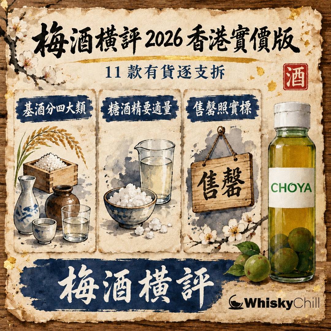 梅酒橫評 2026 香港實價版｜$48 到 $1,215，11 款有貨梅酒逐支拆（基酒・梅種・糖度感・實價）｜WhiskyChill｜三個重點
