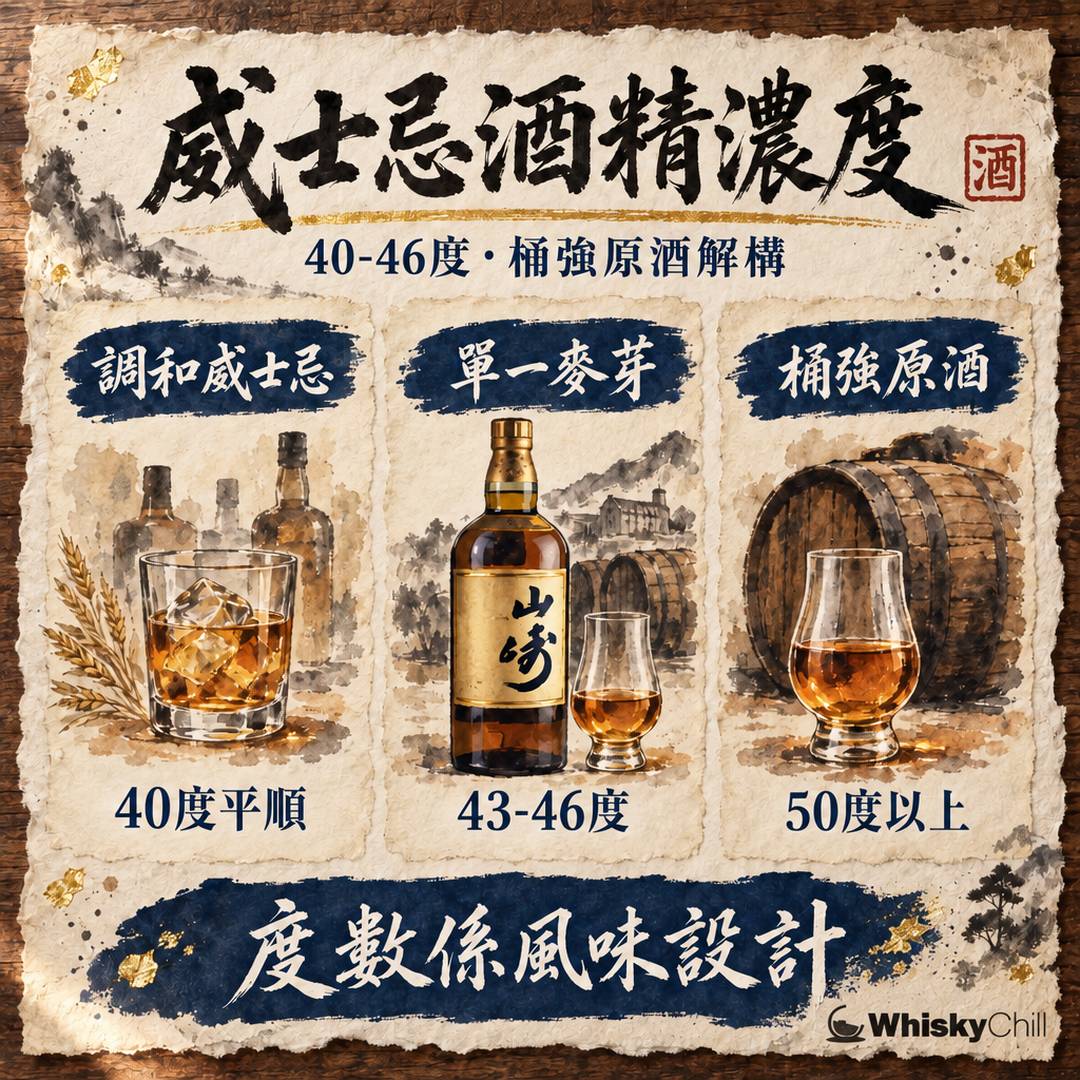 威士忌酒精濃度係幾多？40–46% 標準同桶強原酒解析｜Suntory Old、響、山崎各幾多度（香港）｜對比一覽