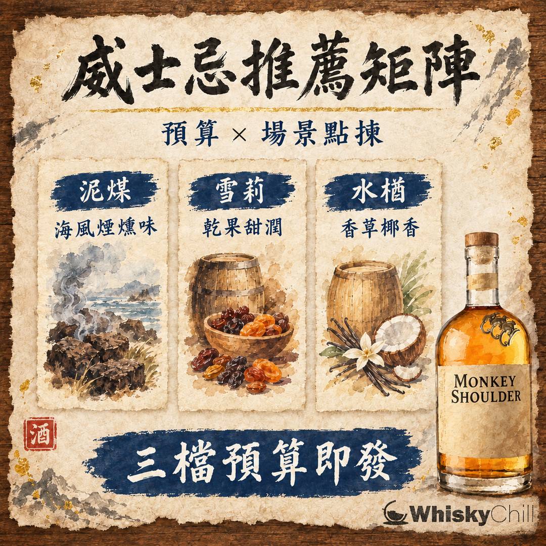 威士忌推薦香港 2026｜19 款實價 $125 起・預算×場景揀酒矩陣｜WhiskyChill｜三個重點