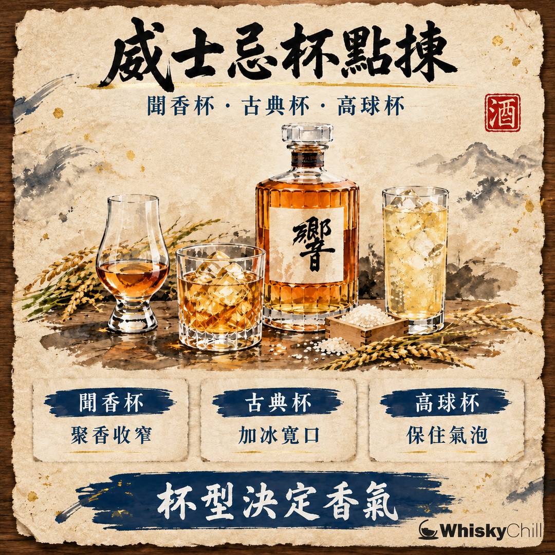 威士忌杯點揀？Glencairn、Rocks、Highball、ISO 杯分別｜聞香定加冰｜主視覺圖解