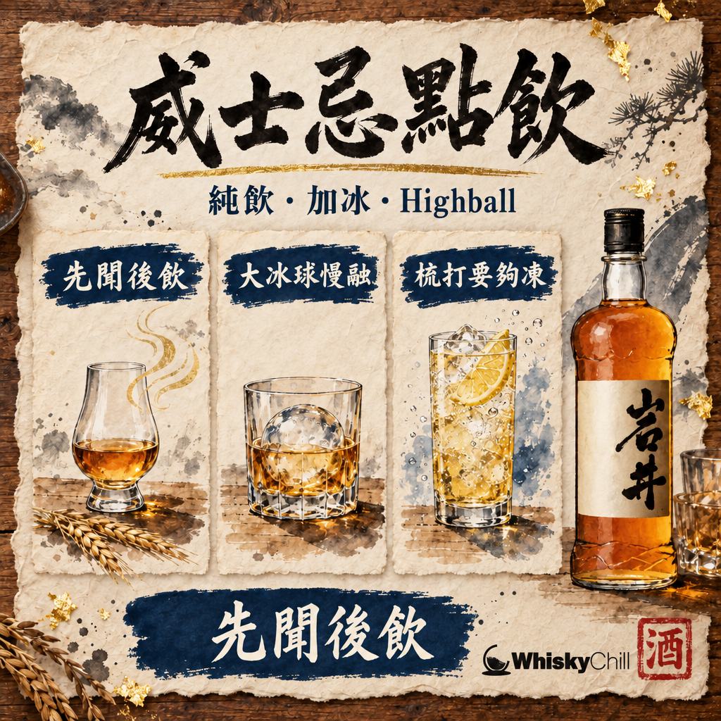 威士忌點飲先啱？純飲・加冰・加水・Highball 逐種拆解（附聞香杯實戰）｜三個重點