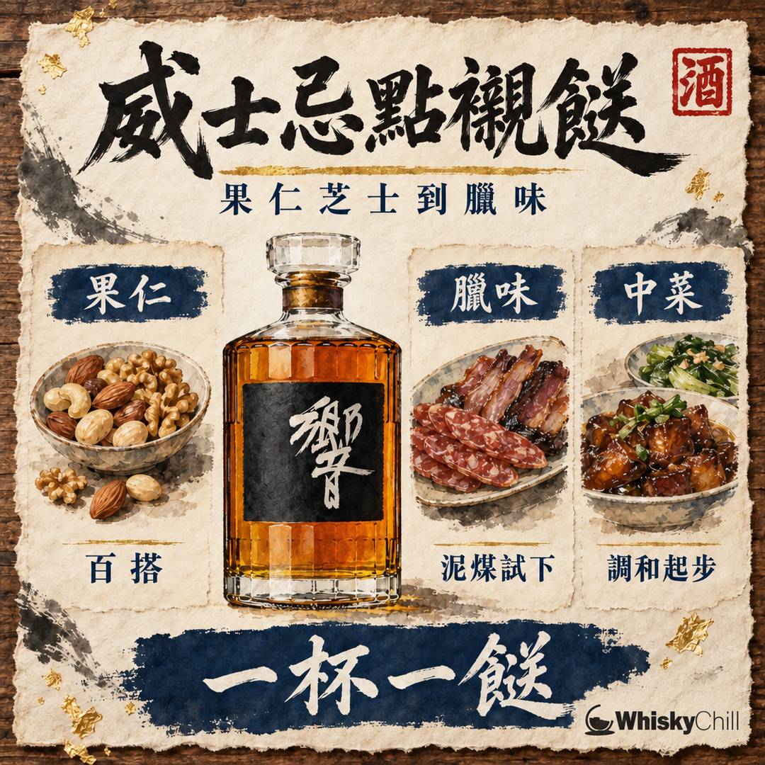 威士忌配咩食？果仁、芝士、朱古力、臘味同 Highball 配炸物嘅餐搭指南｜對比一覽