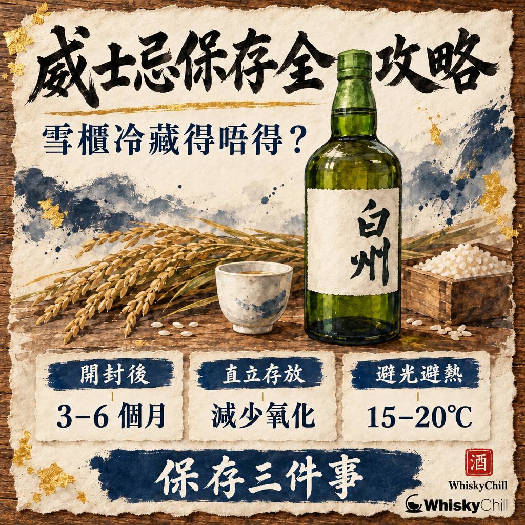 威士忌保存全攻略：雪櫃冷藏得唔得？開封後點存放？｜主視覺圖解