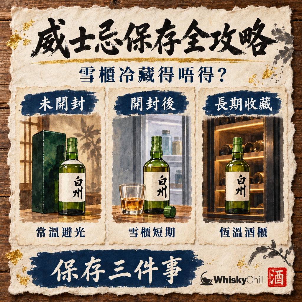 威士忌保存全攻略：雪櫃冷藏得唔得？開封後點存放？｜對比一覽