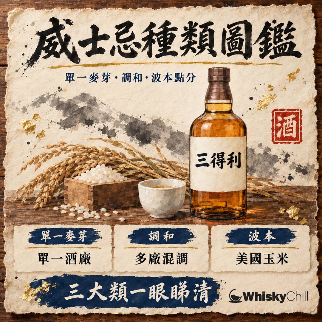威士忌種類完全指南 2026｜單一麥芽、調和、波本、日威點分？香港實價對照｜WhiskyChill｜主視覺圖解