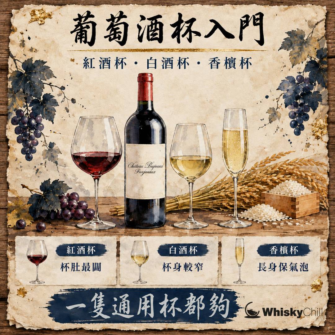 葡萄酒杯入門：紅白杯、香檳杯點分？一隻通用杯點揀｜主視覺圖解