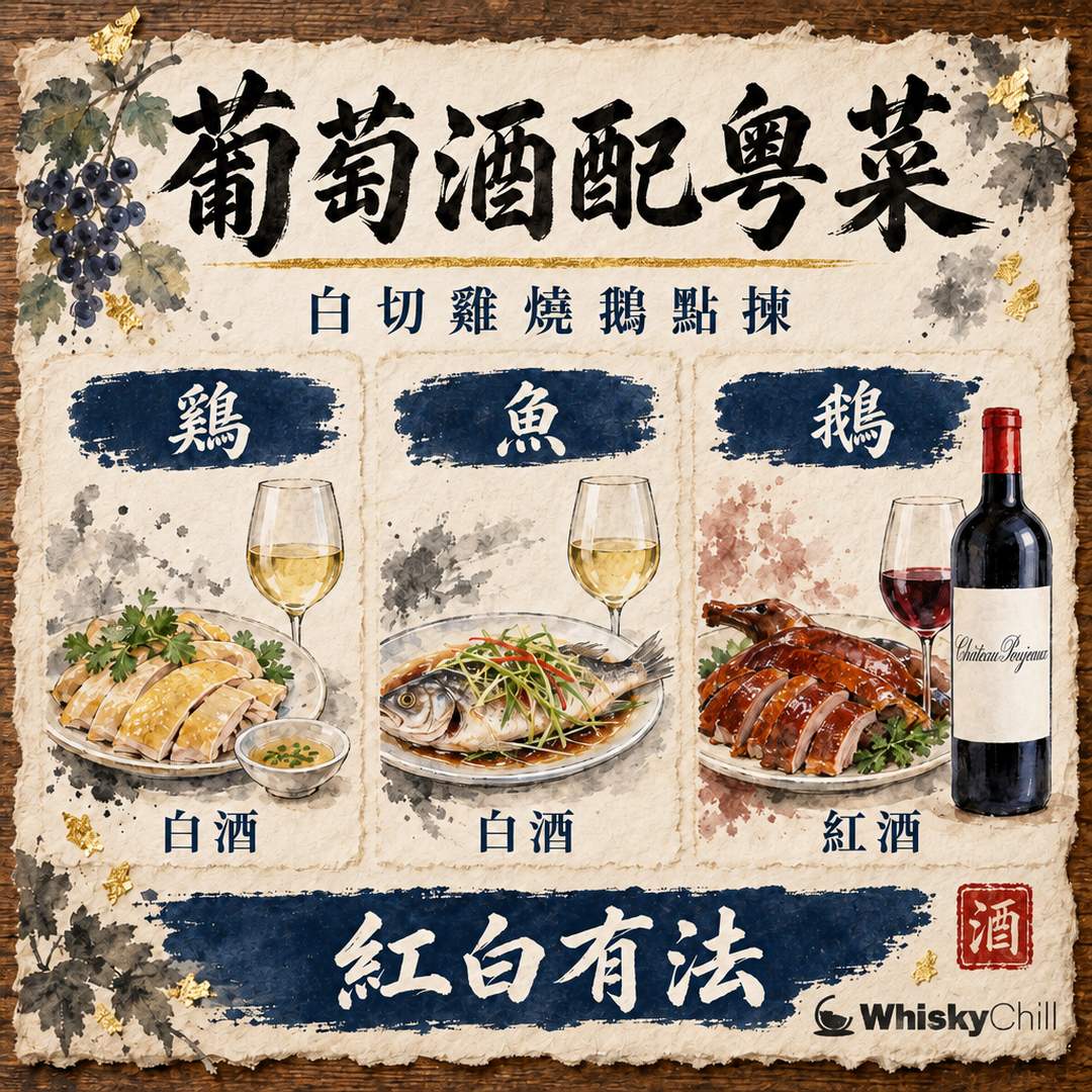 葡萄酒配廣東菜攻略｜白切雞、清蒸魚、燒鵝點揀紅白酒？｜對比一覽