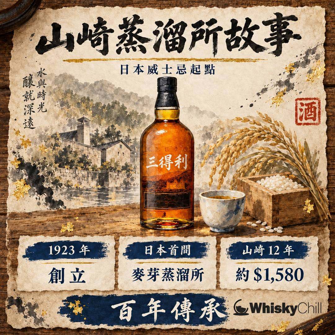 山崎蒸溜所故事｜日本威士忌起點同山崎梅酒嘅秘密｜主視覺圖解