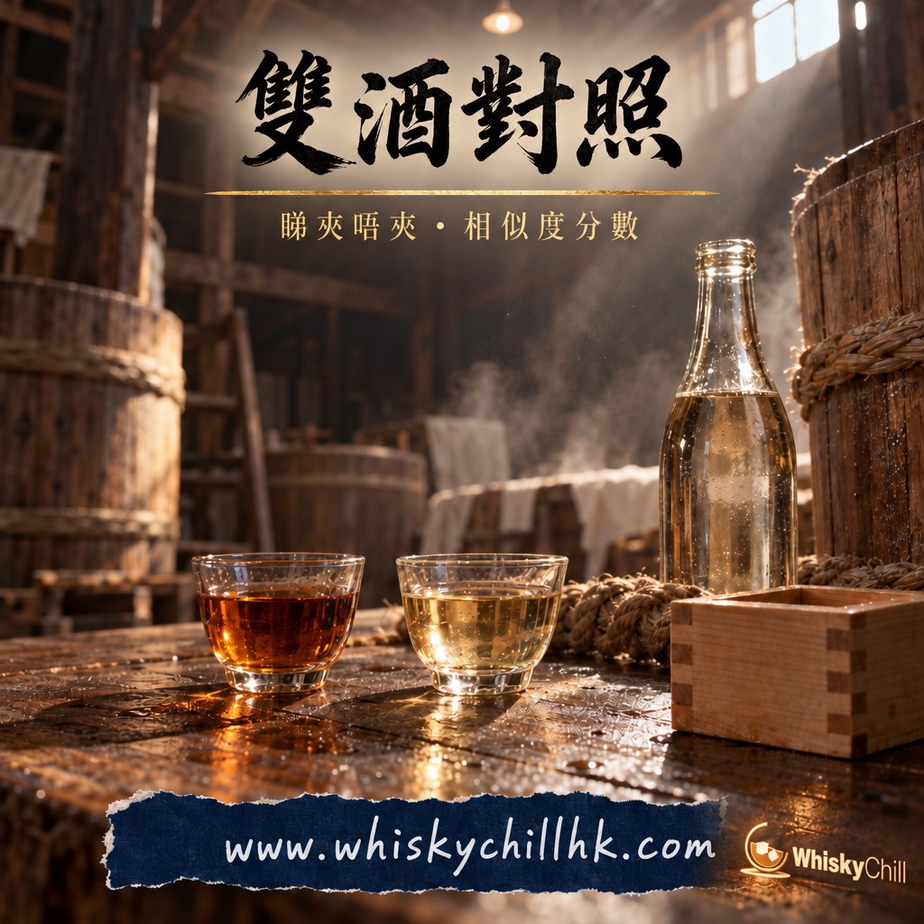清酒比較器:暗調電影感兩個豬口杯對照