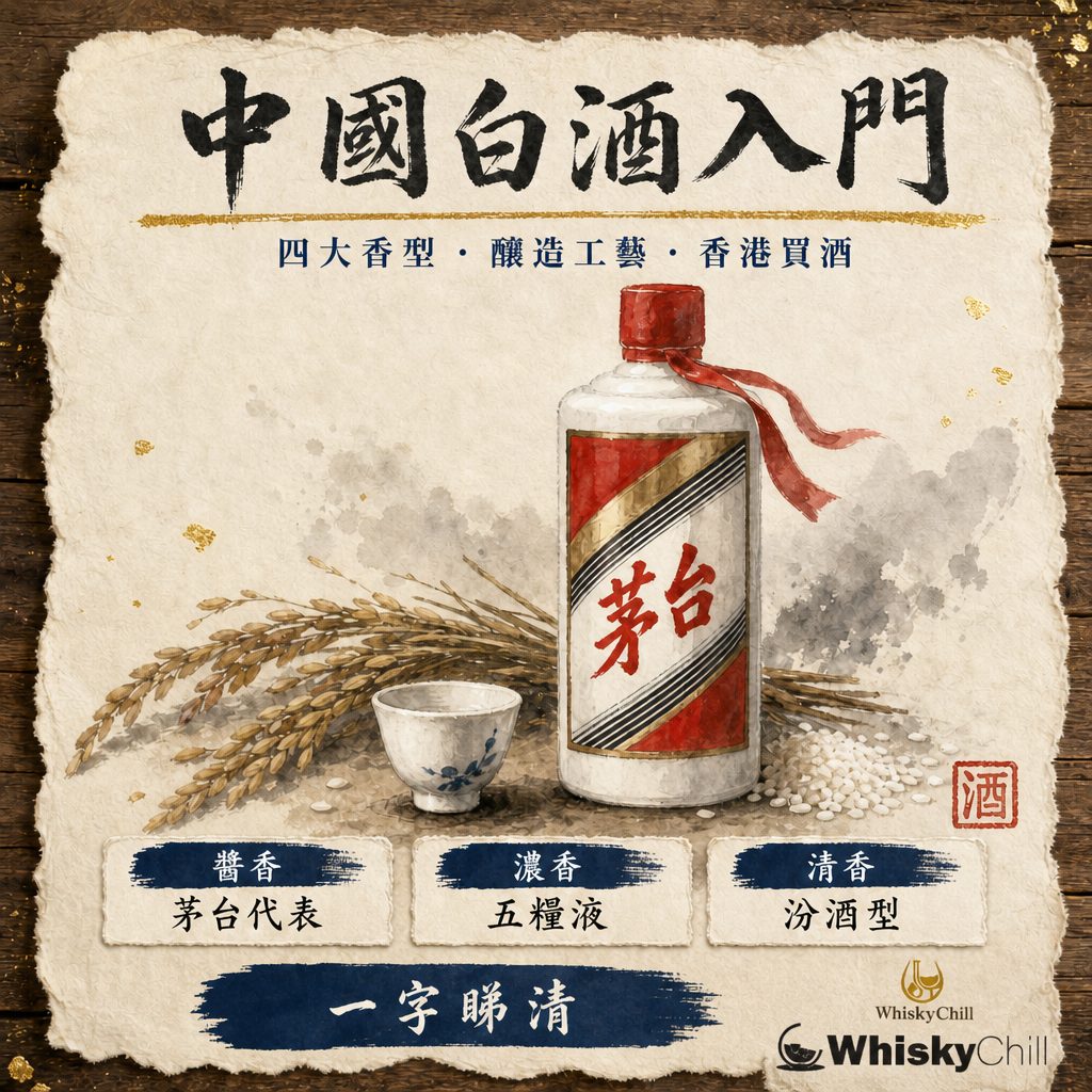 白酒入門指南 2026｜醬香濃香四大香型同茅台12987工藝｜主視覺圖解
