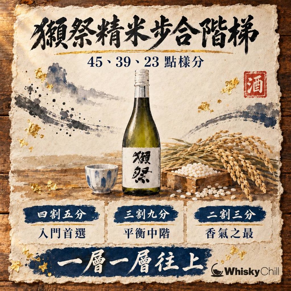 獺祭等級點分？45・50・39・23 精米步合階梯＋香港價錢（$165 起到 $428）｜主視覺圖解
