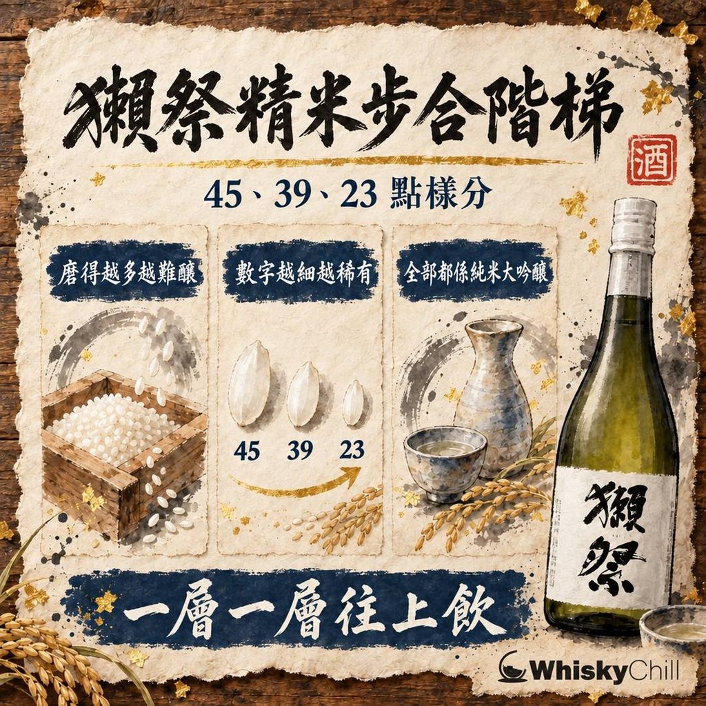 獺祭等級點分？45・50・39・23 精米步合階梯＋香港價錢（$165 起到 $428）｜三個重點