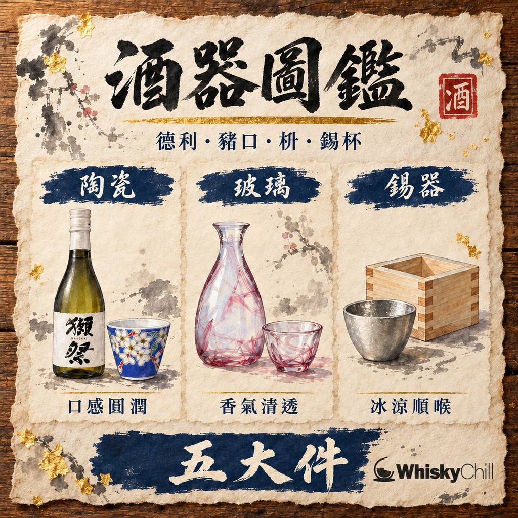 清酒杯圖鑑｜德利・豬口・枡・錫杯五大件點分（日本燒酒杯選購指南）｜對比一覽