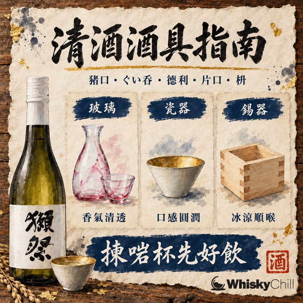 清酒酒具點揀？猪口・ぐい呑・德利・片口・枡完整指南｜材質、容量、配酒型｜對比一覽