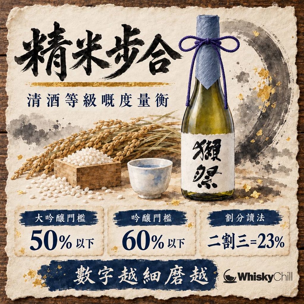 精米步合係咩？由四割五分到二割三分｜清酒等級點分一次睇清 2026｜主視覺圖解