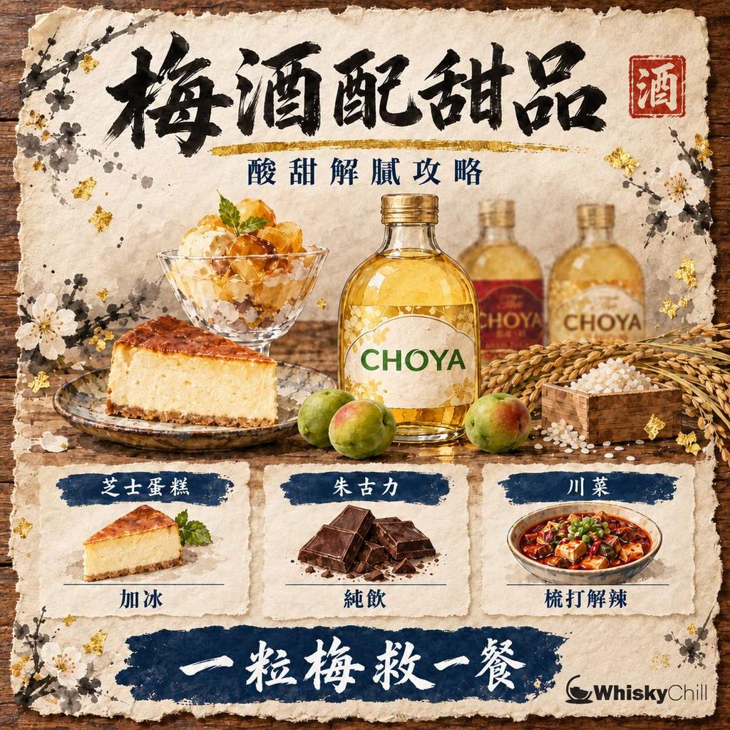 梅酒配甜品攻略｜芝士蛋糕、朱古力、川菜解辣點襯最好？｜主視覺圖解