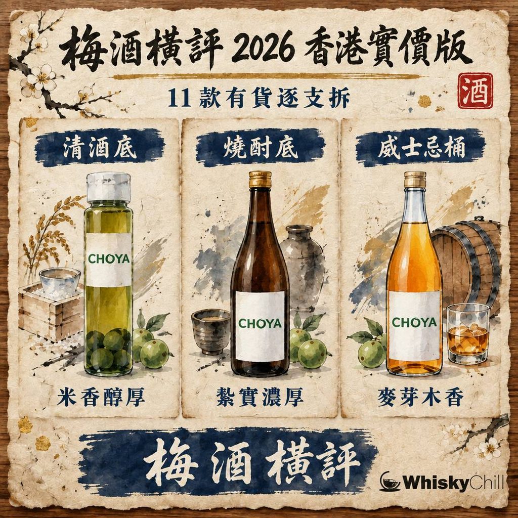 梅酒橫評 2026 香港實價版｜$48 到 $1,215，11 款有貨梅酒逐支拆（基酒・梅種・糖度感・實價）｜對比一覽