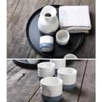 【宮寒梅 宮寒梅 清酒 換購品】日式和風酒杯酒瓶套裝 白藍色 一瓶四杯