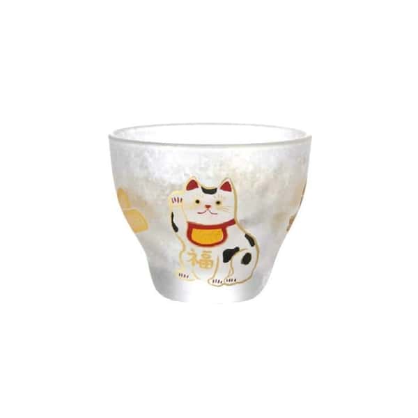 日本清酒杯 日本清酒杯 石塚硝子 Mono清酒杯 招褔貓 90ml 90ml 正面圖