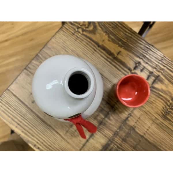 日本清酒壺 日本清酒壺 美濃燒 雪人清酒壺+杯套裝 正面圖