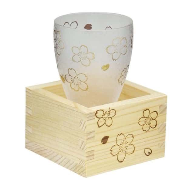 日本清酒杯 日本清酒杯 石塚硝子 枡酒杯 櫻花 100ml 100ml 正面圖