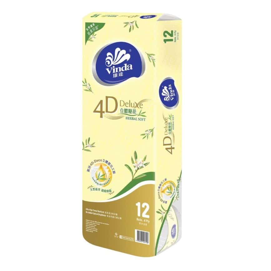 Vinda維達4D Deluxe 立體壓花4層卷紙 親膚抑菌 12卷優惠裝 (TBS) - 清貨優惠 (圖片2)