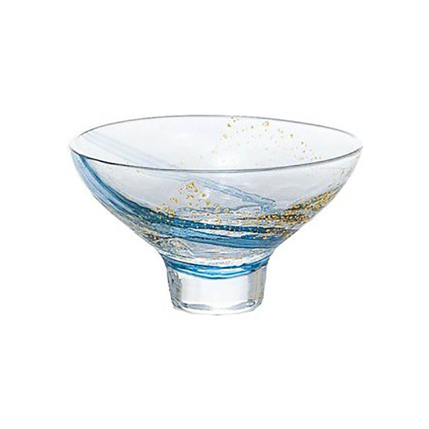 日本清酒杯 東洋佐佐木 江戶硝子 八千代窯冷酒清酒杯 1個入 淺藍金 120ml (10793) (img2)