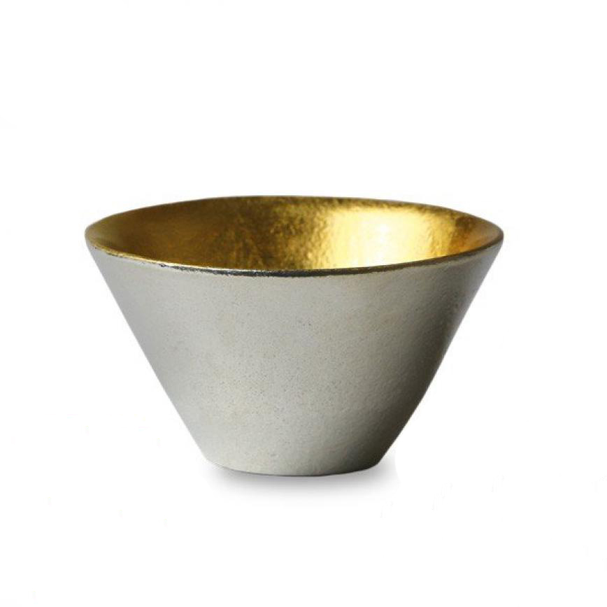 日本清酒杯 能作杯 猪口 金箔喜器 錫100% 85ml (闊底) (511260) (img2)