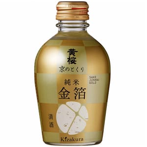 黃櫻 黃櫻 京之德利 純米酒 金箔 180ml 180ml 正面圖
