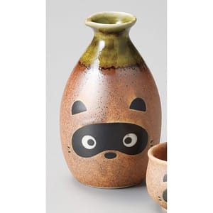 日本清酒壺 日本清酒壺 信樂燒 輕井沢 和食器 陶瓷酒具 狸貓2號 酒壺   正面圖