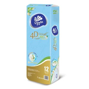 Vinda維達4D Vinda維達4D Deluxe 立體壓花4層卷紙 天然植萃 12卷優惠裝 - 清貨優惠 正面圖