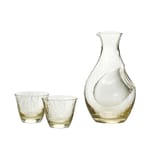 日本清酒杯 日本清酒杯 木本硝子 高瀬川 琥珀酒杯酒瓶套裝 一瓶兩杯   正面圖