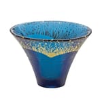日式清酒杯 日式清酒杯 富士山杯金箔水晶玻璃 金紺藍色 1個   正面圖