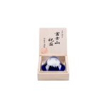 日本清酒杯 日本清酒杯 田島硝子 富士山祝盃 瑠璃色 木箱入   正面圖